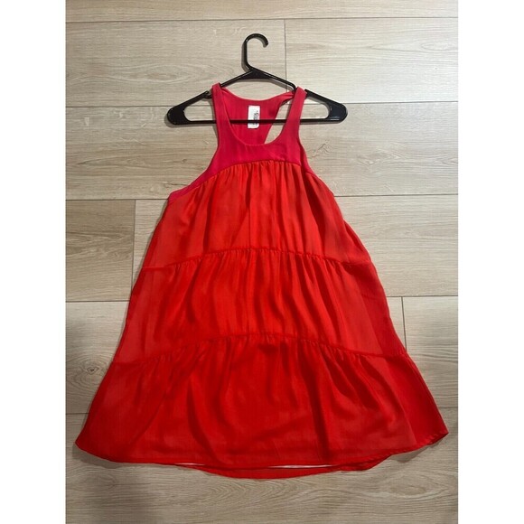 Vintage Francesca  A-Line Tiered Tank Dress Womens Sze S Orange Pink Sleeveless - Picture 1 of 6